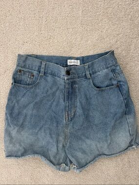 SHEKOU Light Blue High-Rise Denim Shorts